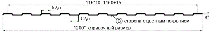 Фото: Профнастил С8 х 1150 - B (ПЭ-01-8017-0.4±0.08мм) в Протвино