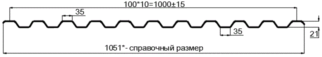 Фото: Профнастил оцинкованный С21 х 1000 (ОЦ-01-БЦ-0.45) в Протвино