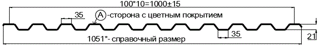 Фото: Профнастил С21 х 1000 - A (ПЭ-01-1014-0.4±0.08мм) в Протвино