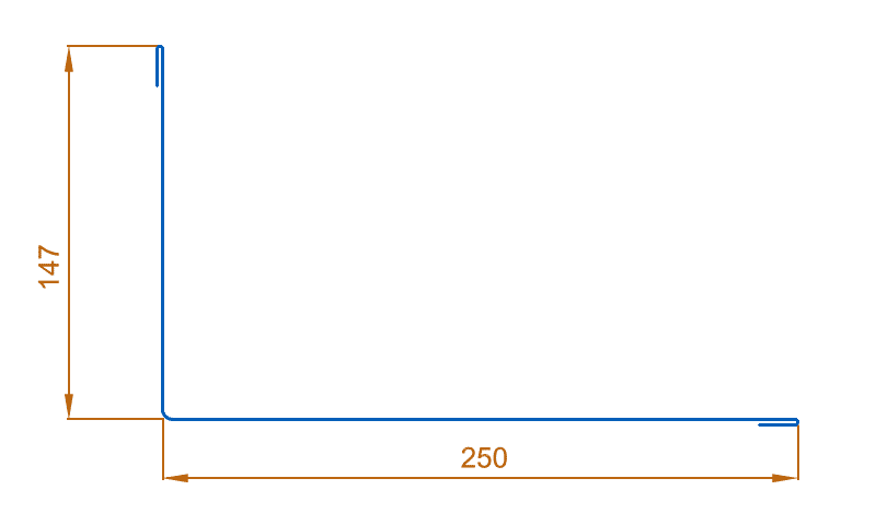 Планка примыкания верхняя 250х147х2000 NormanMP (ПЭ-01-7016-0.5)
