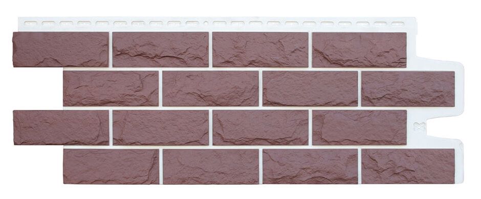 Фасадная панель Grand Line Колотый камень Design Plus каштан с белым швом