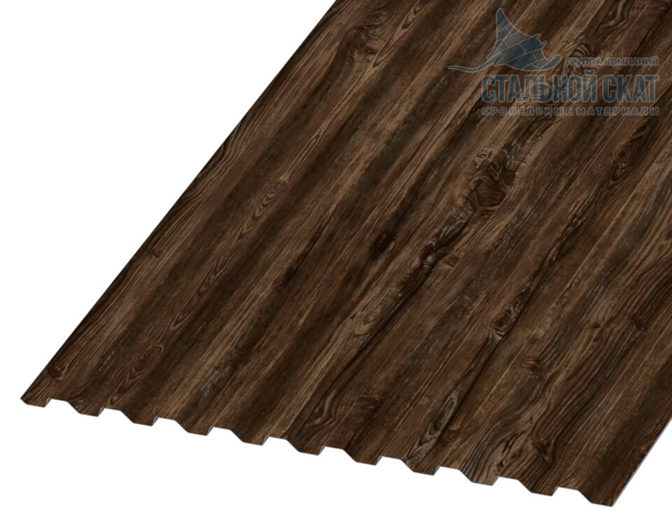 Профнастил С21 х 1000 - B Двусторонний (ECOSTEEL_MA_Д-01-Мореный Дуб-0.5)